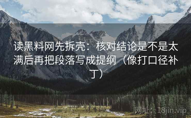 读黑料网先拆壳：核对结论是不是太满后再把段落写成提纲（像打口径补丁）  第2张